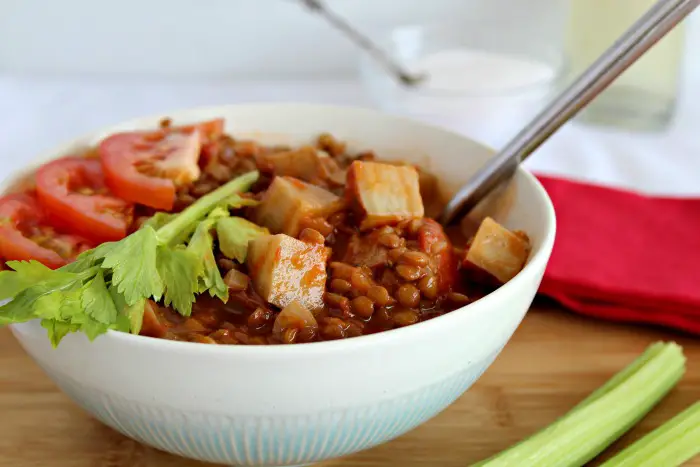 lentil, sweet potato & tomato stew