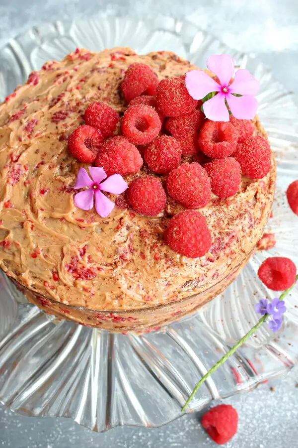 Chocolate Chip Raspberry Coffee Cake. A DELICIOUS and indulgent cake perfect for special occasions. It's easy to make and only takes 25 minutes to cook! | berrysweetlife.com