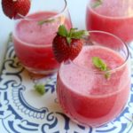 Sparkling Watermelon Strawberry Mint Lemonade. A healthy, fun & pretty drink perfect for summer get togethers. A beautiful welcome drink! | berrysweetlife.com