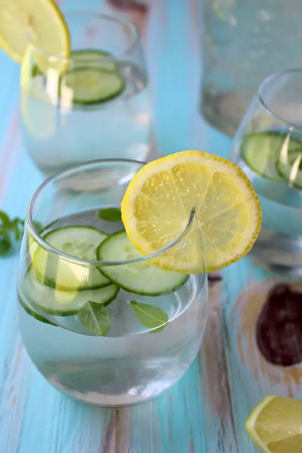 Lemon Basil Cucumber Infused Water