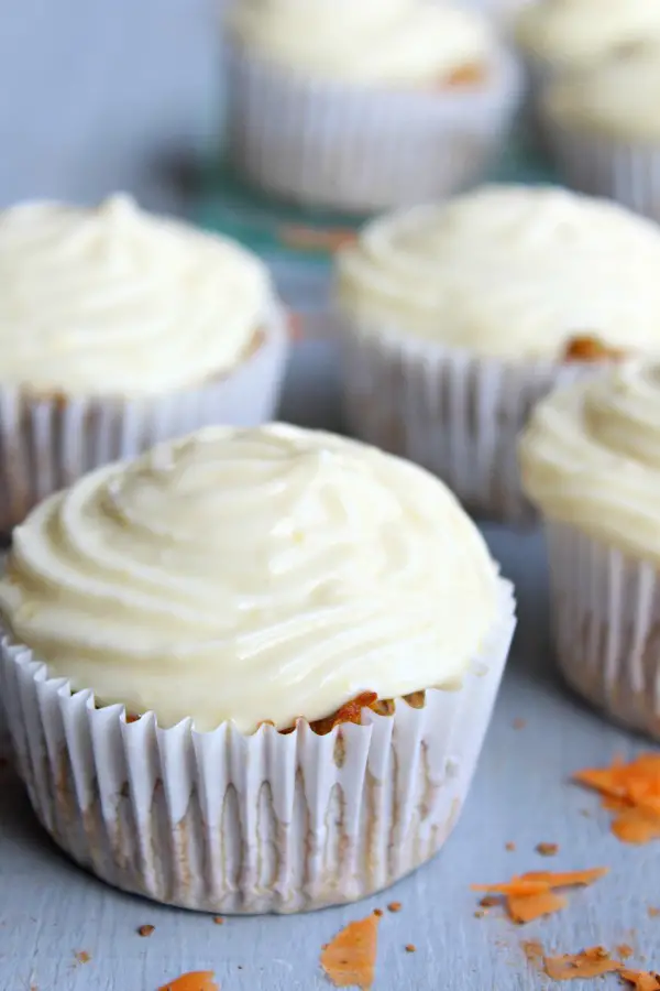 Easy Cream Cheese Frosted Carrot Pecan Cupcakes. Delicious nutty carrot cupcakes made with brown flour. Great for birthdays, kids & adults adore these | berrysweetlife.com