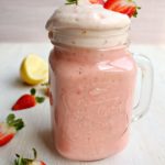 Pretty Pink Lemonade Smoothie. A healthy cross between homemade lemonade and a strawberry smoothie, too delicious for words! | berrysweetlife.com