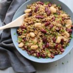 Warm Brown Rice Lentil Kidney Bean Salad. A healthy, quick & easy salad recipe that is perfect as a light main, or delicious side dish | berrysweetlife.com