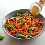 Asian Carrot Salad with Peanut Ginger Dressing. A crunchy, flavourful salad with a smooth, peanut dressing. The perfect light, healthy meal or delicious side dish for any occasion | berrysweetlife.com