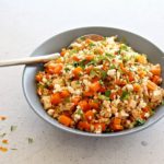 Sesame Chicken Butternut Barley Salad. A simple baked main meal or side dish bursting with flavour, colour and goodness! Freezes well | berrysweetlife.com