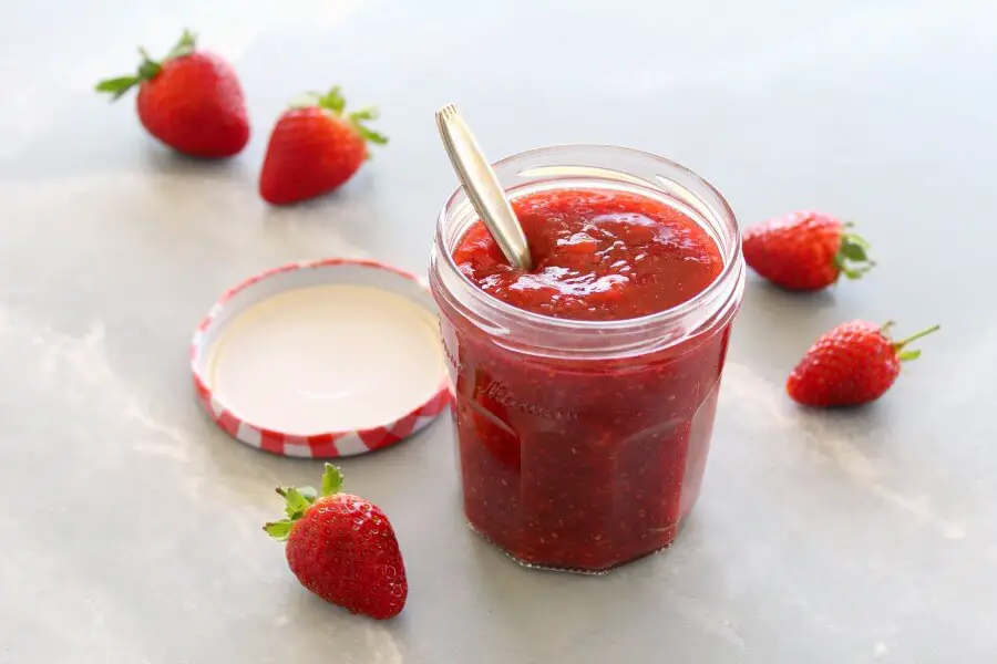 Sugar Free Strawberry Chia Seed Jam. Easy 20 minute, honey sweetened jam, packed with strawberries and chia seeds with a hint of vanilla. This jam is the BEST ever! | berrysweetlife.com