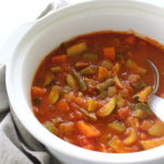 Quick, hearty, healthy, chunky and vegan Wonderful Homemade Vegetable Soup, made with any combination of fresh or frozen veggies and homemade tomato salsa! | berrysweetlife.com