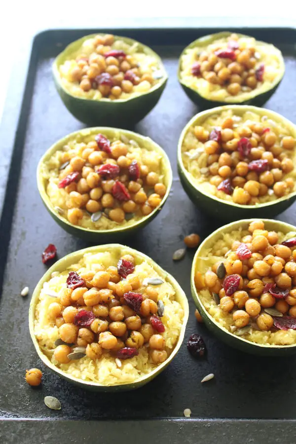 A healthy, easy gem squash recipe, these Couscous Stuffed Gem Squash With Roasted Chickpeas are incredibly delicious and they look gorgeous on your table! | berrysweetlife.com