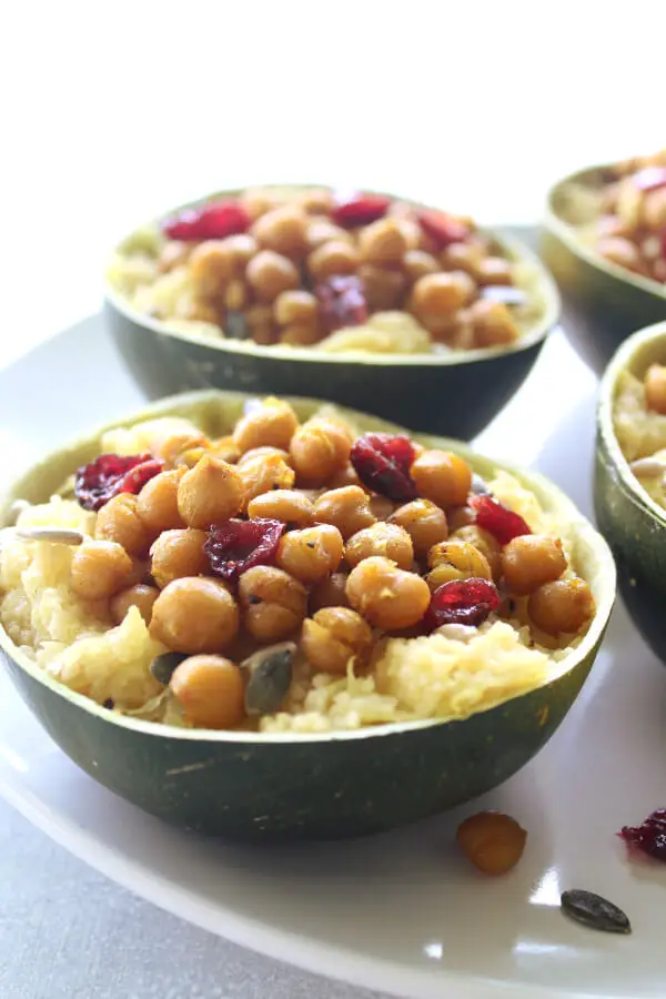 A healthy, easy gem squash recipe, these Couscous Stuffed Gem Squash With Roasted Chickpeas are incredibly delicious and they look gorgeous on your table! | berrysweetlife.com