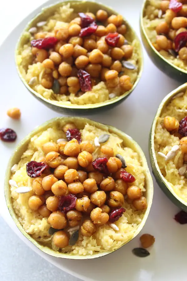 A healthy, easy gem squash recipe, these Couscous Stuffed Gem Squash With Roasted Chickpeas are incredibly delicious and they look gorgeous on your table! | berrysweetlife.com