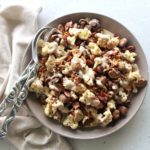 Low carb, easy to make, tasty Roasted Mushroom Cauliflower Bacon Salad with pecans and balsamic dressing, seriously YUM! | berrysweetlife.com