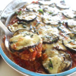 A delicious layered eggplant and mince bake topped with cheese. This is called a Cheats Healthy Beef & Brinjal Moussaka because it’s SO easy to make! | berrysweetlife.com