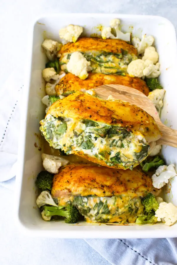 Spinach Stuffed Chicken Breasts With Broccoli | Berry Sweet Life