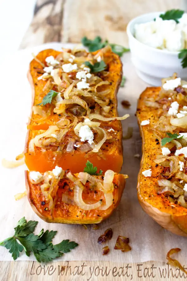 Feta And Caramelised Onion Roasted Butternut | berrysweetlife.com