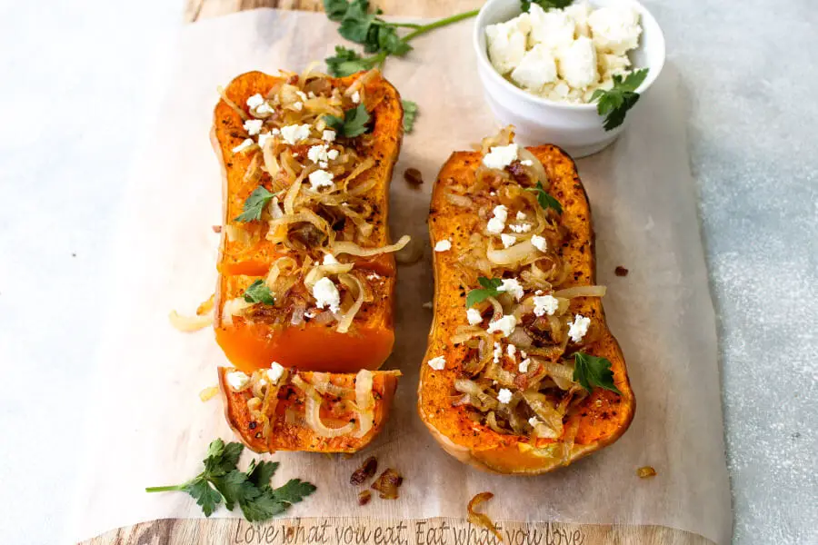 Feta And Caramelised Onion Roasted Butternut | berrysweetlife.com