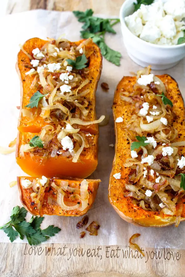 Feta And Caramelised Onion Roasted Butternut | berrysweetlife.com