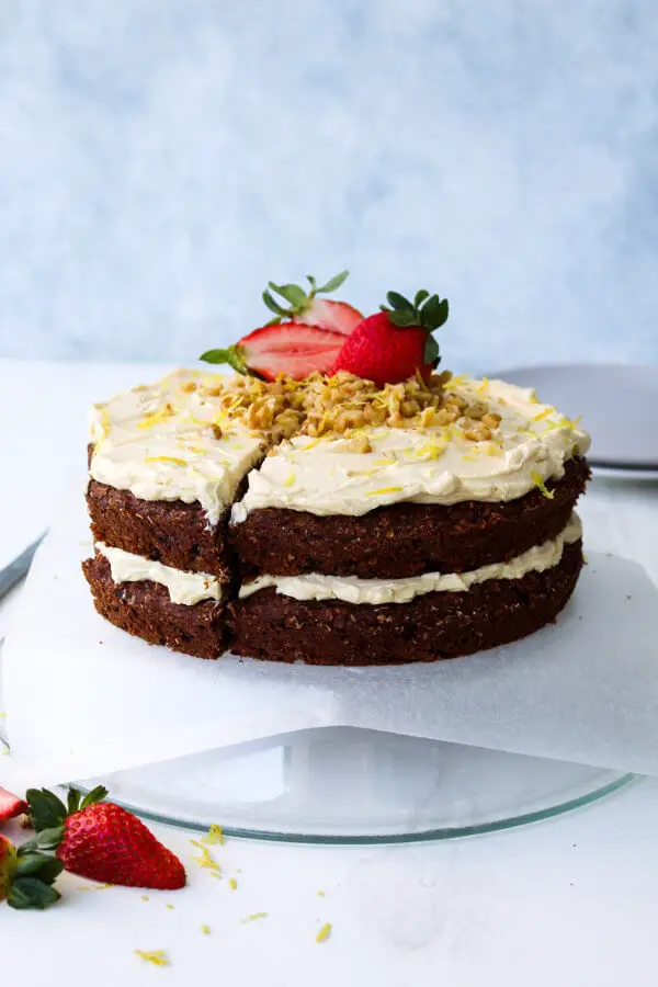 Heavenly Walnut Pear Carrot Cake | berrysweetlife.com